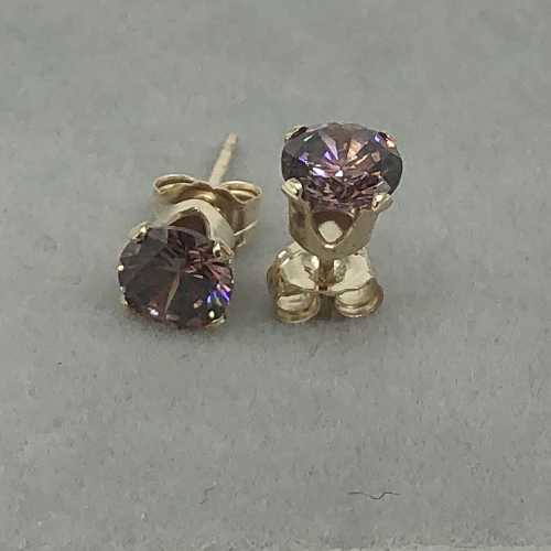 Gold Buttercup Studs with CZ Stones in Dusty Pink | SilverTales | Hand Crafted Jewellery